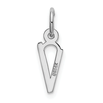 14K Weißgold 14K Weißgold Klein Schräg Block Buchstabe V Initiale Charm