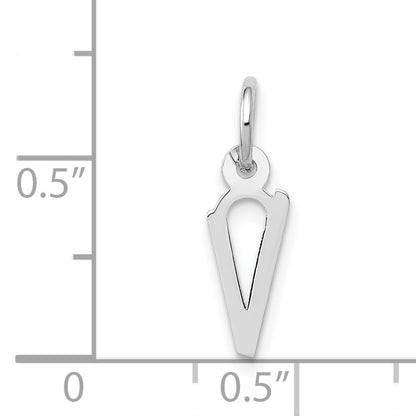 14K Weißgold 14K Weißgold Klein Schräg Block Buchstabe V Initiale Charm
