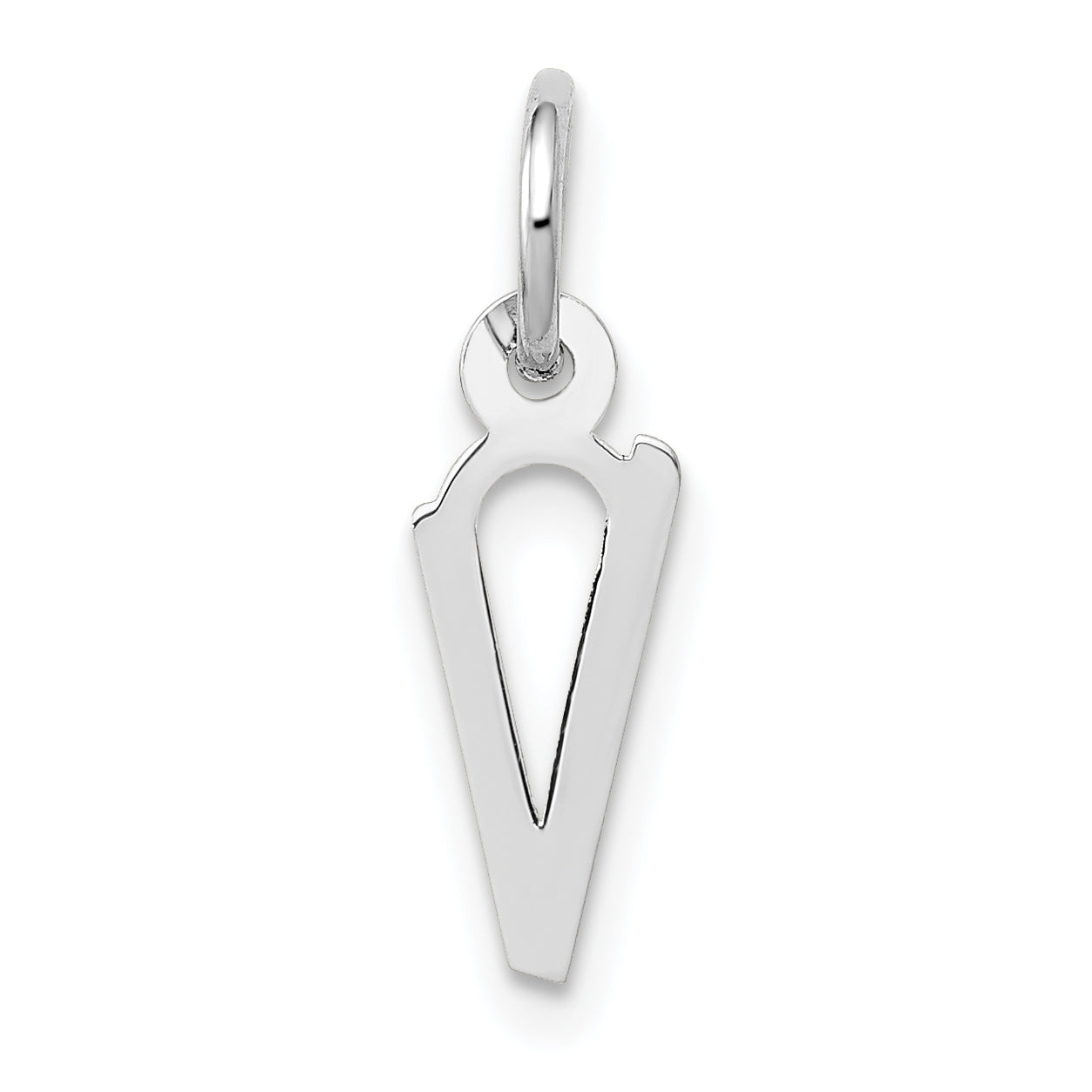 14K Weißgold 14K Weißgold Klein Schräg Block Buchstabe V Initiale Charm