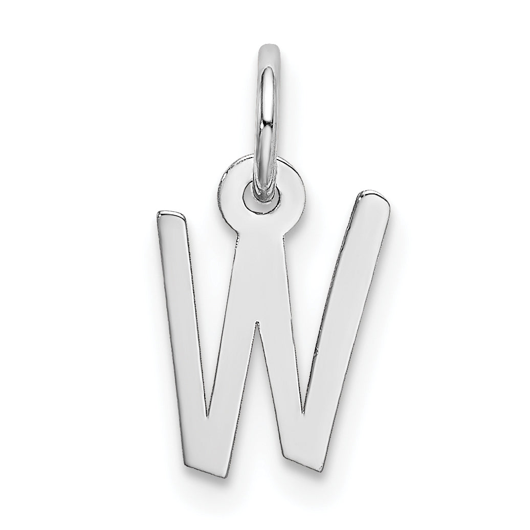 14K Weißgold 14K Weißgold Klein Schräg Block Buchstabe W Initiale Charm