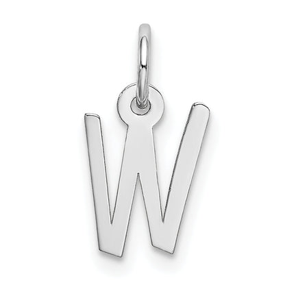 14K Weißgold 14K Weißgold Klein Schräg Block Buchstabe W Initiale Charm