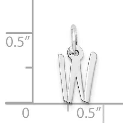 14K Weißgold 14K Weißgold Klein Schräg Block Buchstabe W Initiale Charm