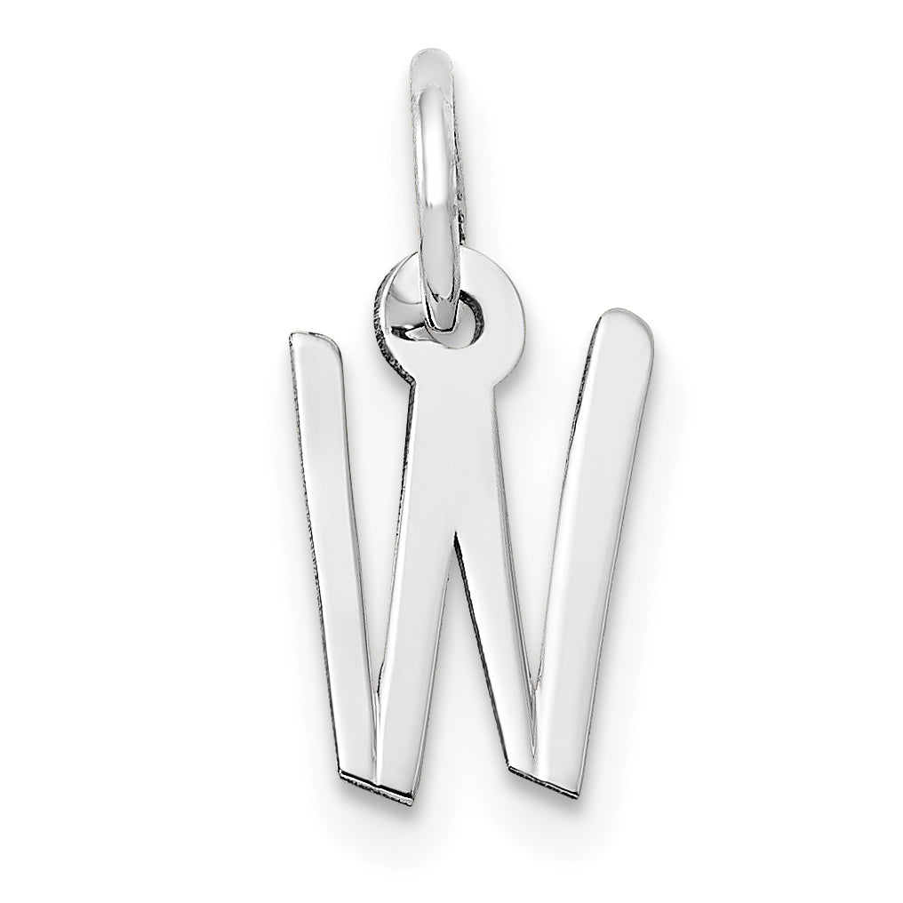 14K Weißgold 14K Weißgold Klein Schräg Block Buchstabe W Initiale Charm