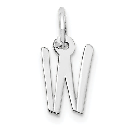 14K Weißgold 14K Weißgold Klein Schräg Block Buchstabe W Initiale Charm