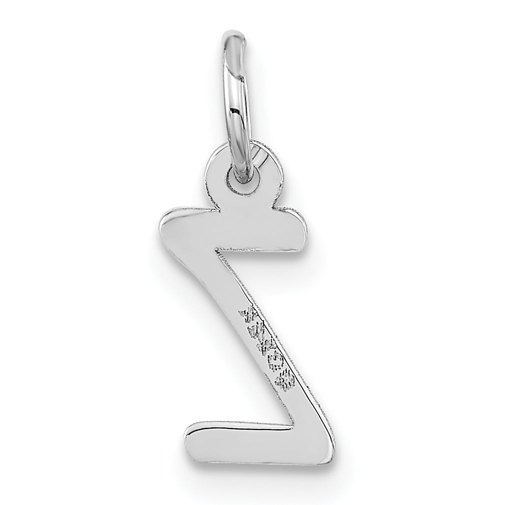 14K Weißgold 14K Weißgold Klein Schräg Block Buchstabe Z Initiale Charm