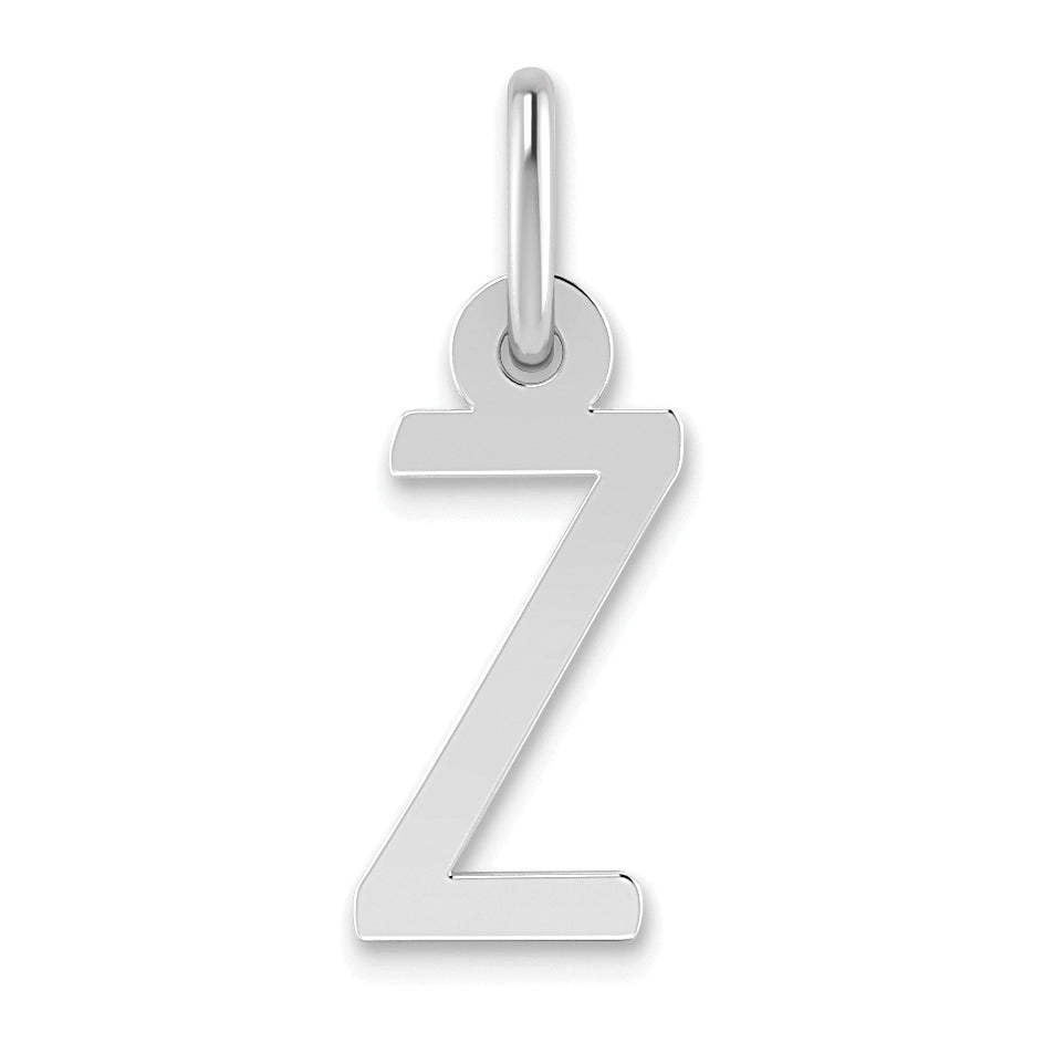 14K Weißgold 14K Weißgold Klein Schräg Block Buchstabe Z Initiale Charm