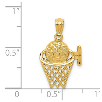 14K Gelbgold 14K Basketball in The Net Anhänger