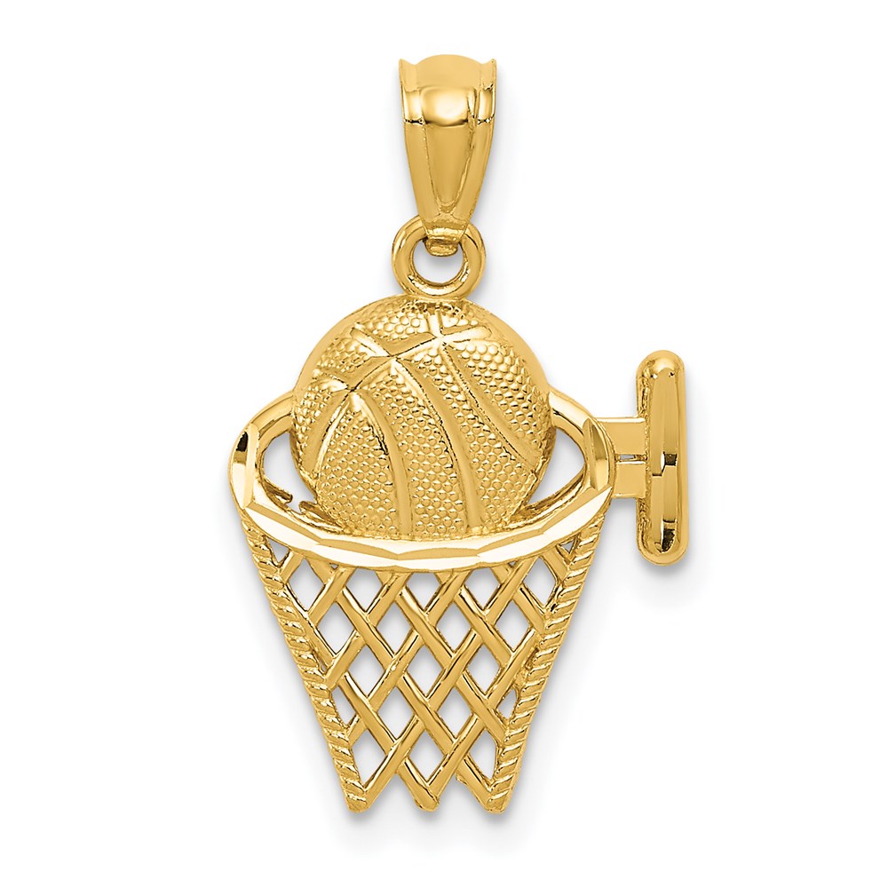 14K Gelbgold 14K Basketball in The Net Anhänger