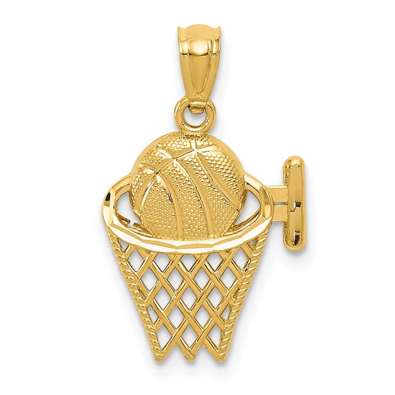 14K Gelbgold 14K Basketball in The Net Anhänger