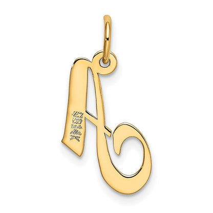 14K Gelbgold 14K Klein Fantasie Schreibschrift Buchstabe A Initiale Charm