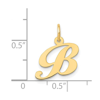 14K Gelbgold 14K Klein Fantasie Schreibschrift Buchstabe B Initiale Charm