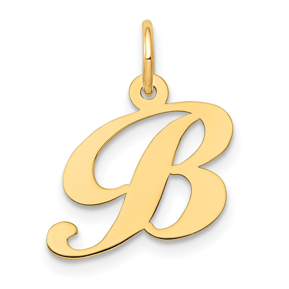 14K Gelbgold 14K Klein Fantasie Schreibschrift Buchstabe B Initiale Charm