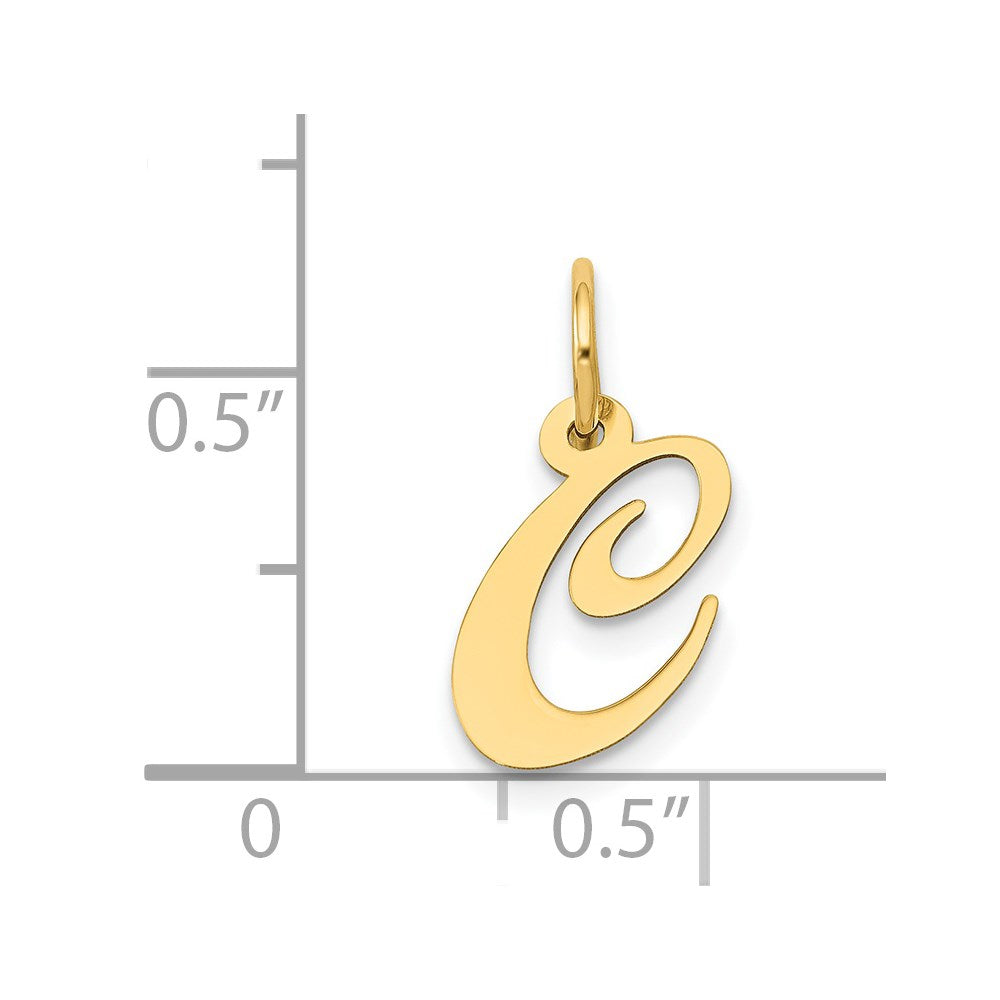 14K Gelbgold 14K Klein Fantasie Schreibschrift Buchstabe C Initiale Charm