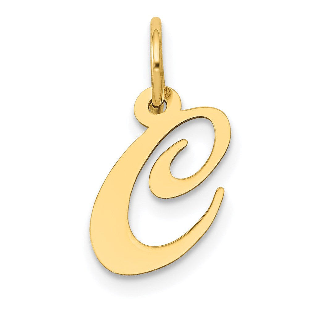 14K Gelbgold 14K Klein Fantasie Schreibschrift Buchstabe C Initiale Charm