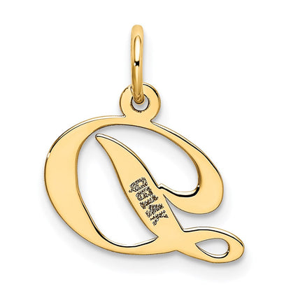 14K Gelbgold 14K Klein Fantasie Schreibschrift Buchstabe D Initiale Charm