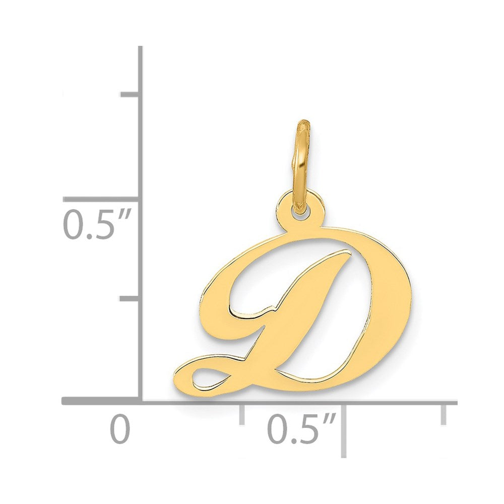 14K Gelbgold 14K Klein Fantasie Schreibschrift Buchstabe D Initiale Charm