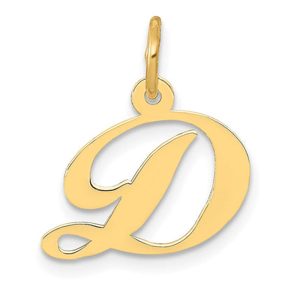 14K Gelbgold 14K Klein Fantasie Schreibschrift Buchstabe D Initiale Charm