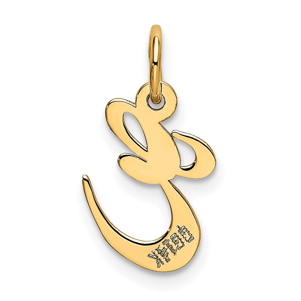 14K Gelbgold 14K Klein Fantasie Schreibschrift Buchstabe E Initiale Charm