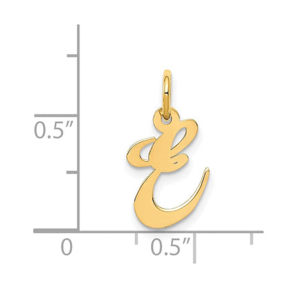 14K Gelbgold 14K Klein Fantasie Schreibschrift Buchstabe E Initiale Charm