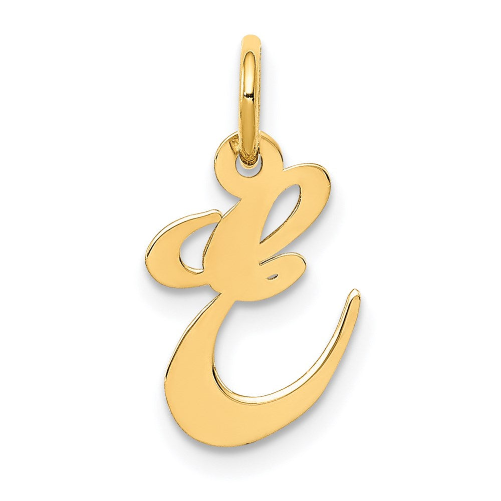 14K Gelbgold 14K Klein Fantasie Schreibschrift Buchstabe E Initiale Charm
