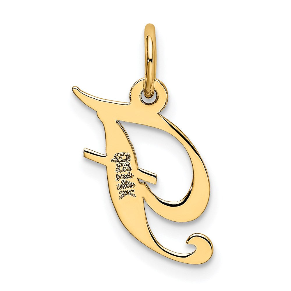 14K Gelbgold 14K Klein Fantasie Schreibschrift Buchstabe F Initiale Charm