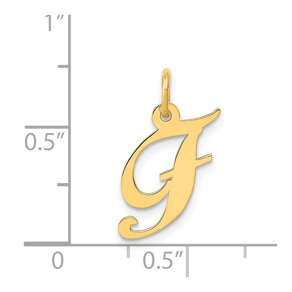 14K Gelbgold 14K Klein Fantasie Schreibschrift Buchstabe F Initiale Charm