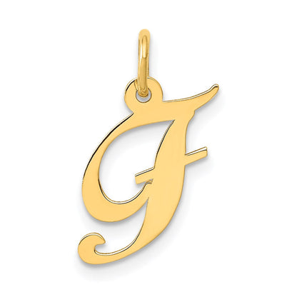 14K Gelbgold 14K Klein Fantasie Schreibschrift Buchstabe F Initiale Charm