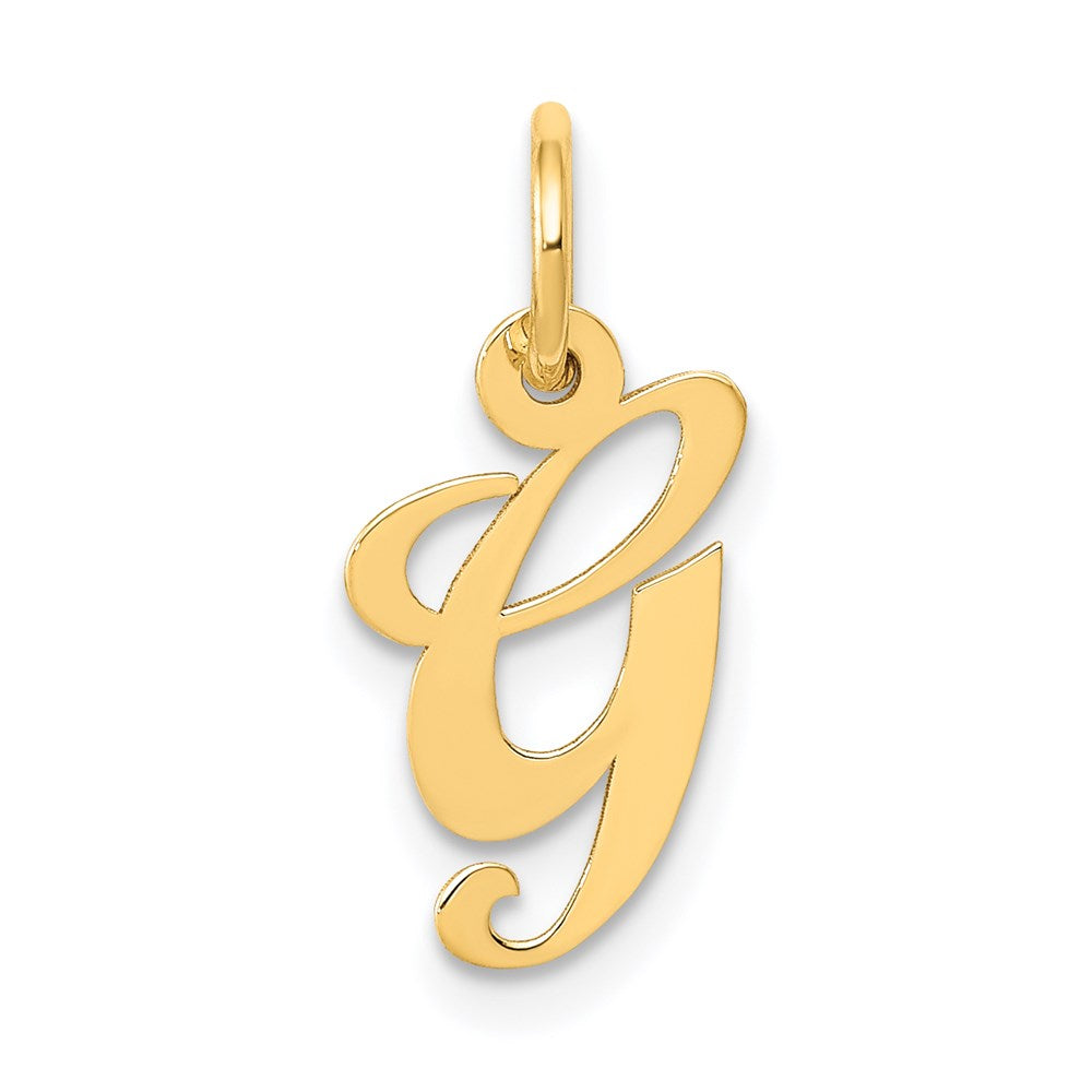 14K Gelbgold 14K Klein Fantasie Schreibschrift Buchstabe G Initiale Charm