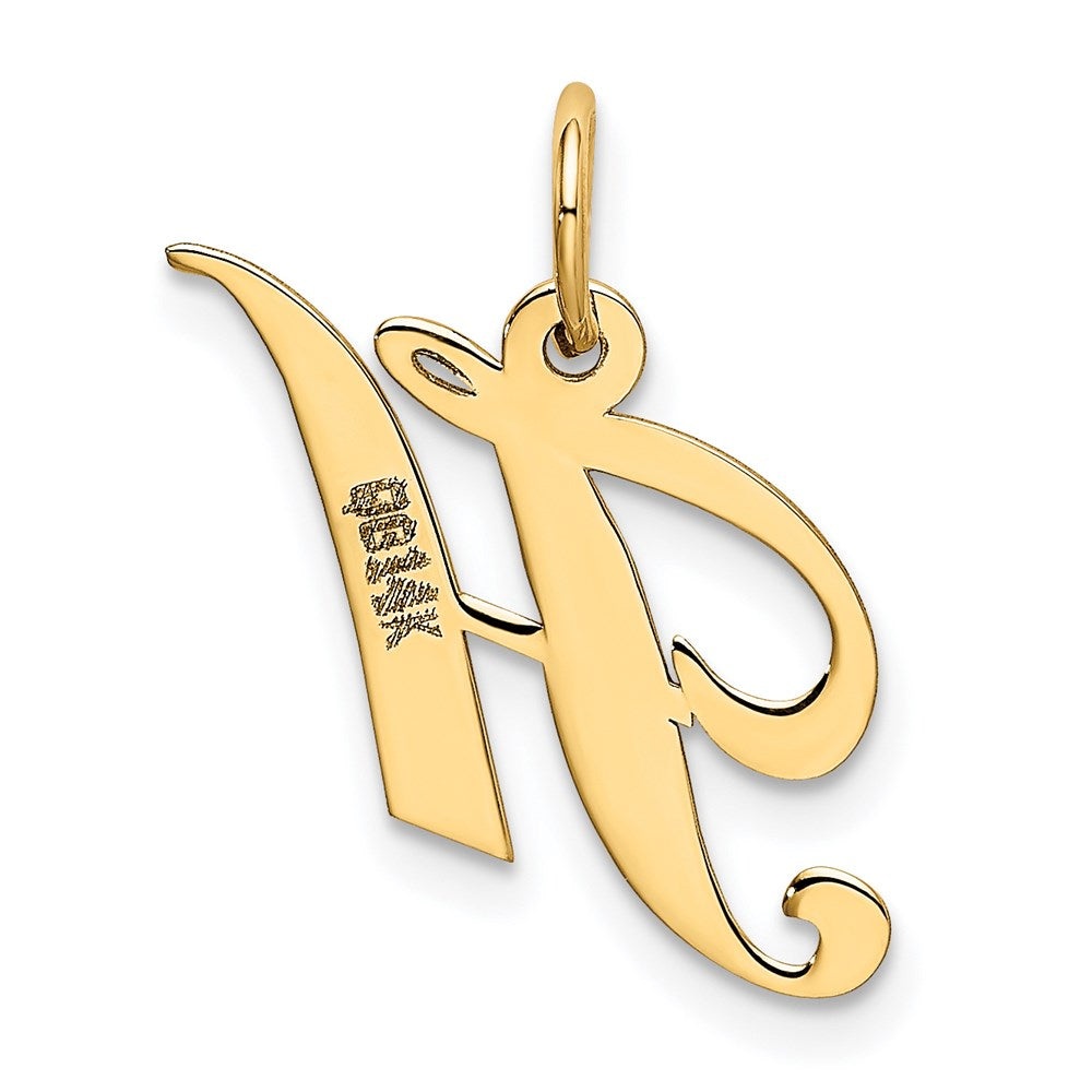 14K Gelbgold 14K Klein Fantasie Schreibschrift Buchstabe H Initiale Charm