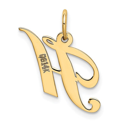 14K Gelbgold 14K Klein Fantasie Schreibschrift Buchstabe H Initiale Charm
