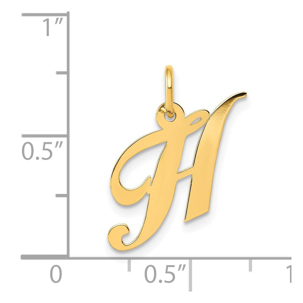 14K Gelbgold 14K Klein Fantasie Schreibschrift Buchstabe H Initiale Charm