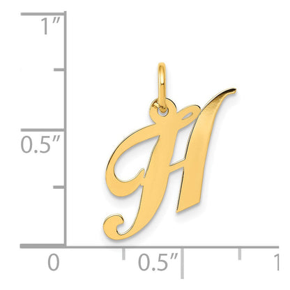 14K Gelbgold 14K Klein Fantasie Schreibschrift Buchstabe H Initiale Charm