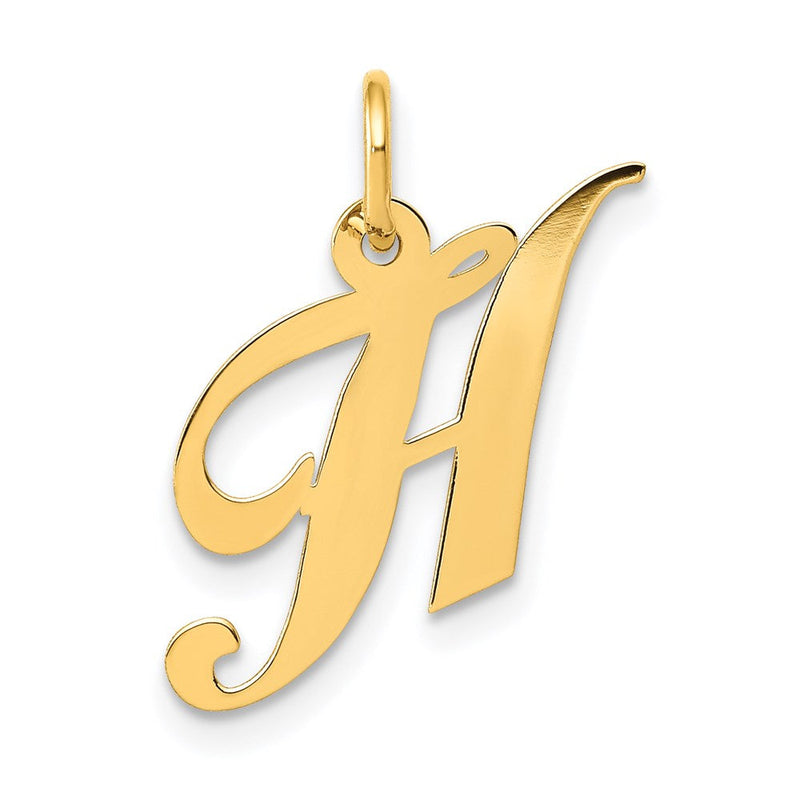 14K Gelbgold 14K Klein Fantasie Schreibschrift Buchstabe H Initiale Charm