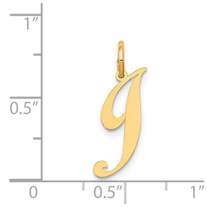 14K Gelbgold 14K Klein Fantasie Schreibschrift Buchstabe J Initiale Charm
