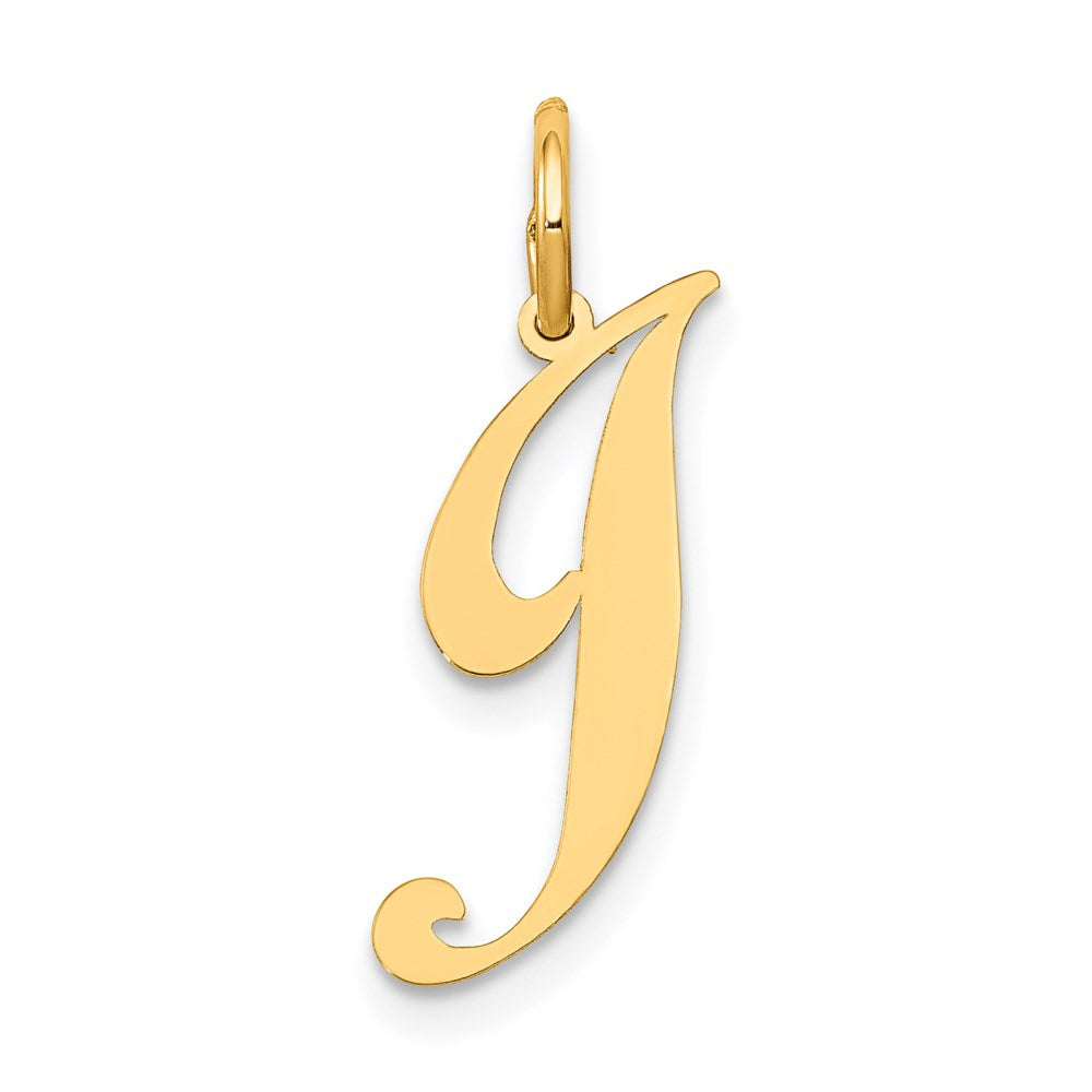 14K Gelbgold 14K Klein Fantasie Schreibschrift Buchstabe J Initiale Charm