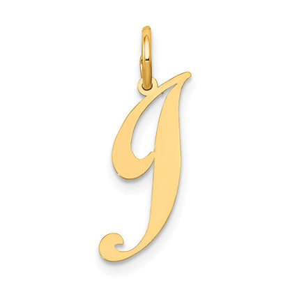 14K Gelbgold 14K Klein Fantasie Schreibschrift Buchstabe J Initiale Charm