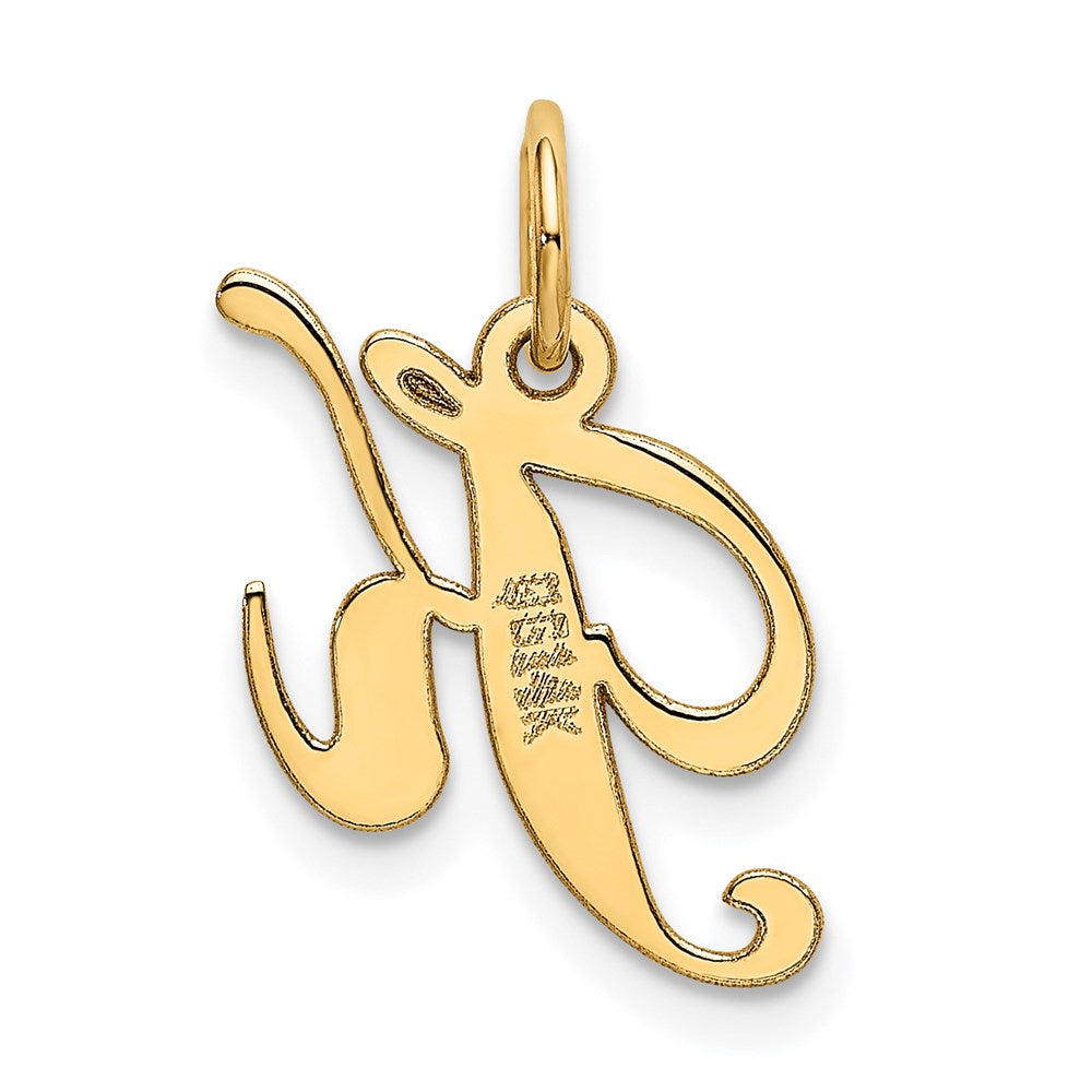 14K Gelbgold 14K Klein Fantasie Schreibschrift Buchstabe K Initiale Charm