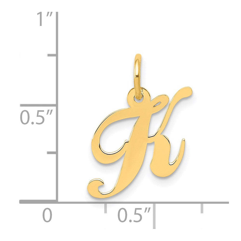 14K Gelbgold 14K Klein Fantasie Schreibschrift Buchstabe K Initiale Charm
