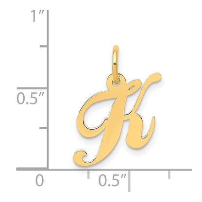 14K Gelbgold 14K Klein Fantasie Schreibschrift Buchstabe K Initiale Charm
