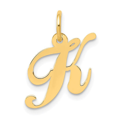 14K Weißgold 14K Weißgold Klein Fantasie Schreibschrift Buchstabe K Initiale Charm