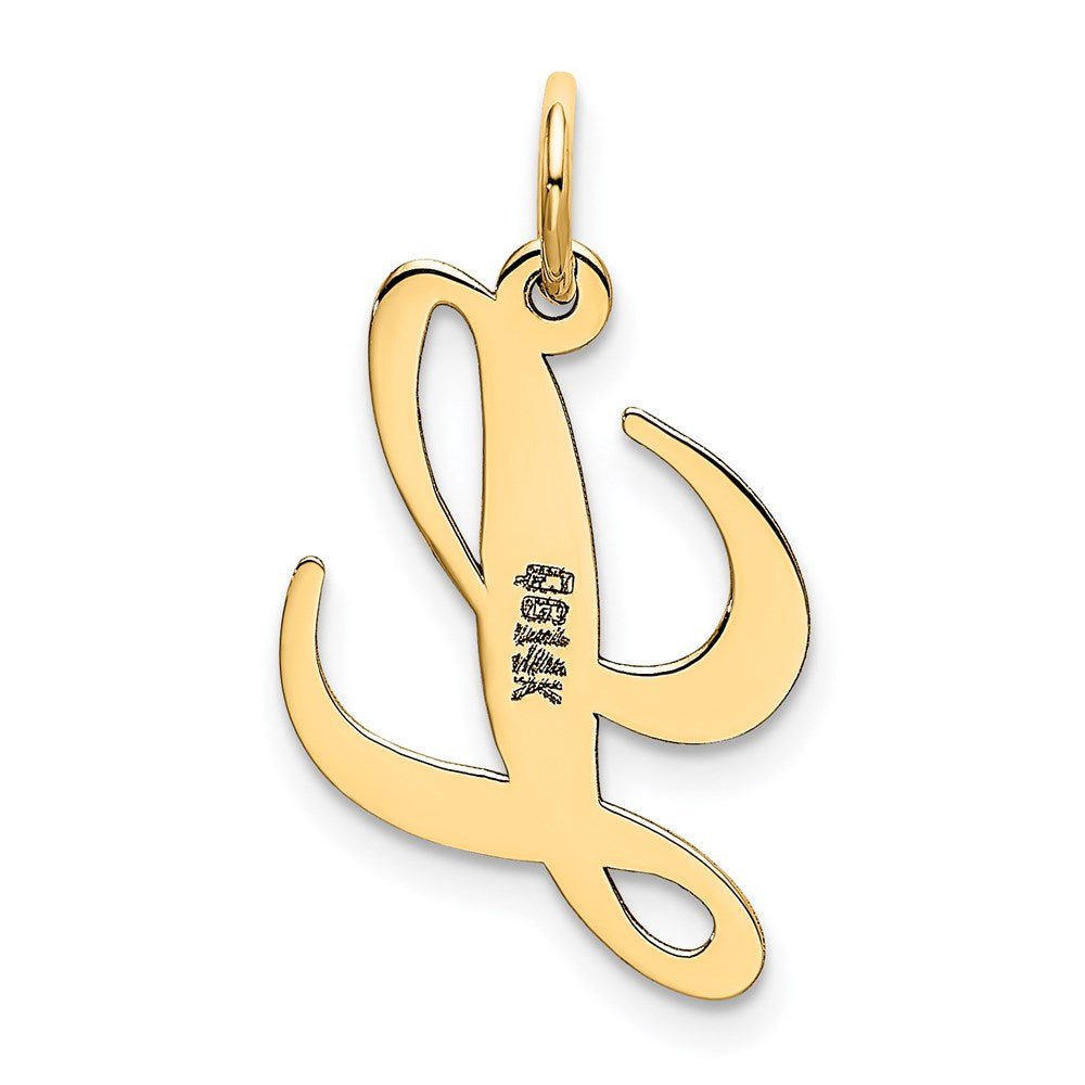 14K Gelbgold 14K Klein Fantasie Schreibschrift Buchstabe L Initiale Charm