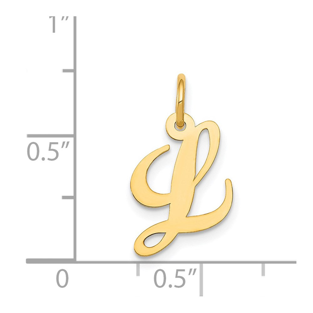 14K Gelbgold 14K Klein Fantasie Schreibschrift Buchstabe L Initiale Charm