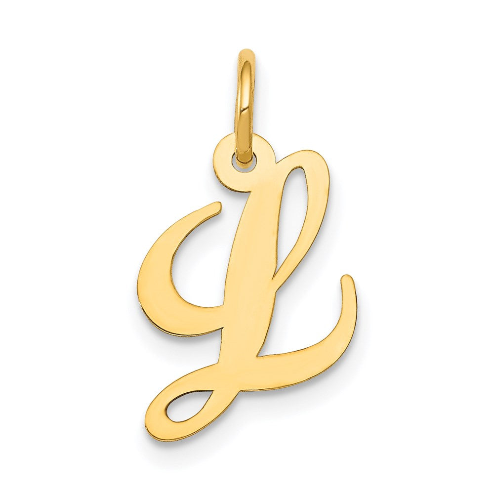 14K Gelbgold 14K Klein Fantasie Schreibschrift Buchstabe L Initiale Charm