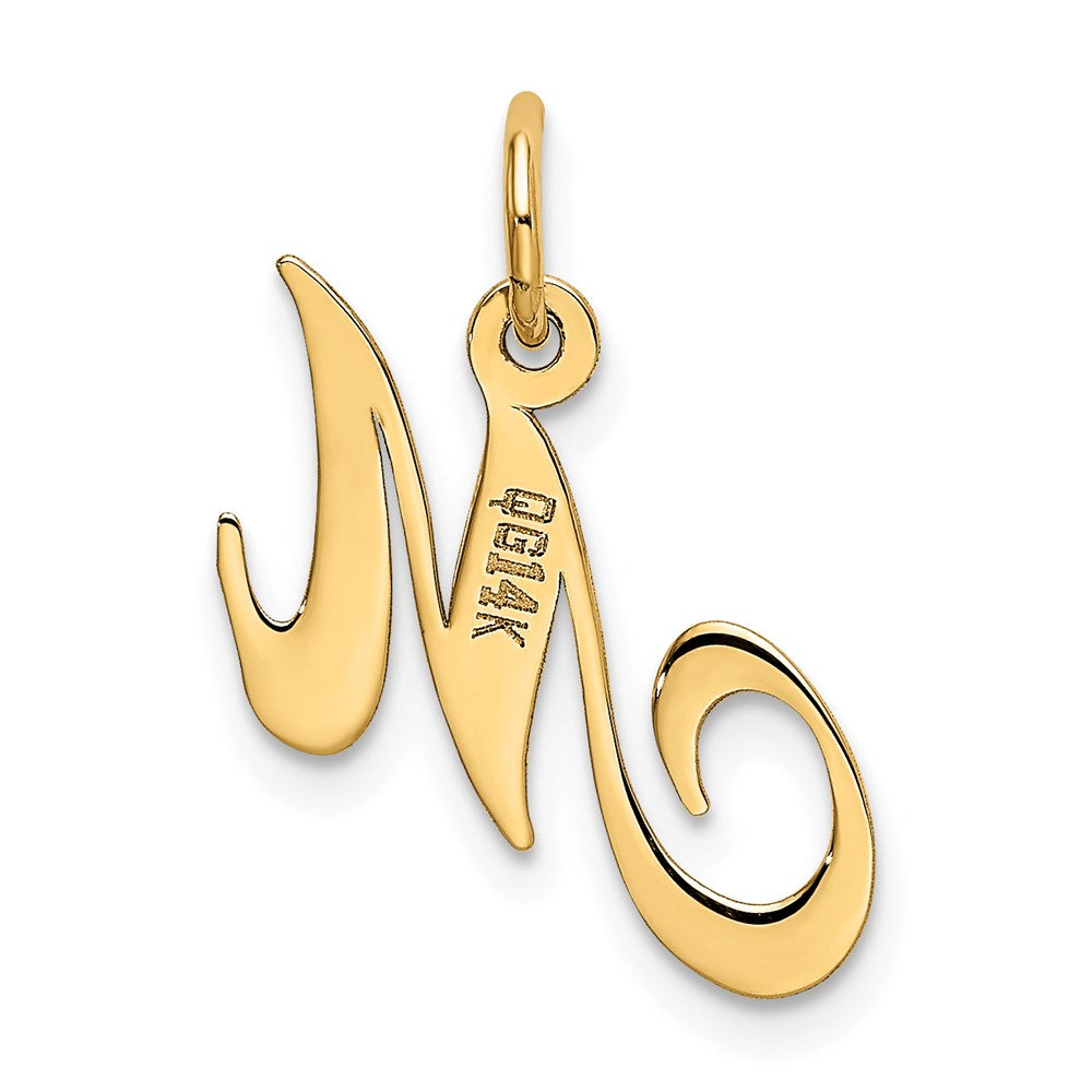 14K Gelbgold 14K Klein Fantasie Schreibschrift Buchstabe M Initiale Charm
