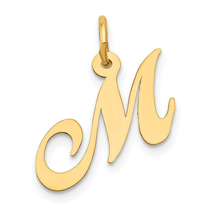 14K Gelbgold 14K Klein Fantasie Schreibschrift Buchstabe M Initiale Charm