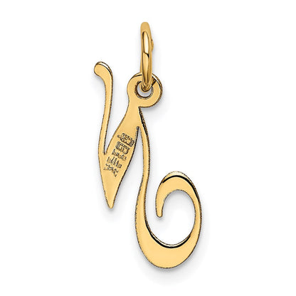 14K Gelbgold 14K Klein Fantasie Schreibschrift Buchstabe N Initiale Charm