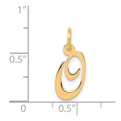 14K Gelbgold 14K Klein Fantasie Schreibschrift Buchstabe O Initiale Charm