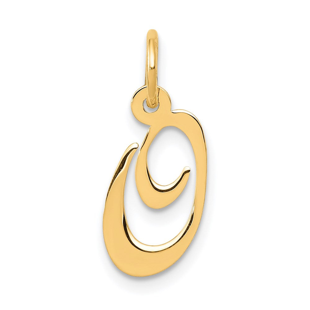 14K Gelbgold 14K Klein Fantasie Schreibschrift Buchstabe O Initiale Charm