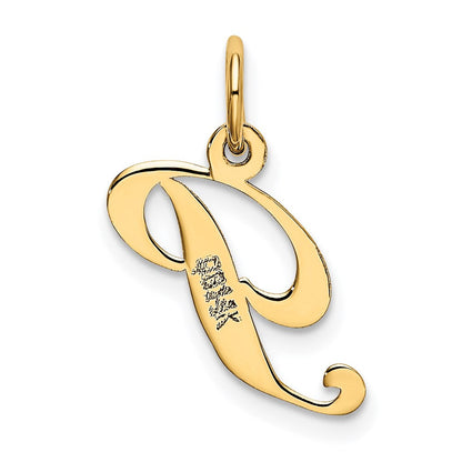 14K Gelbgold 14K Klein Fantasie Schreibschrift Buchstabe P Initiale Charm