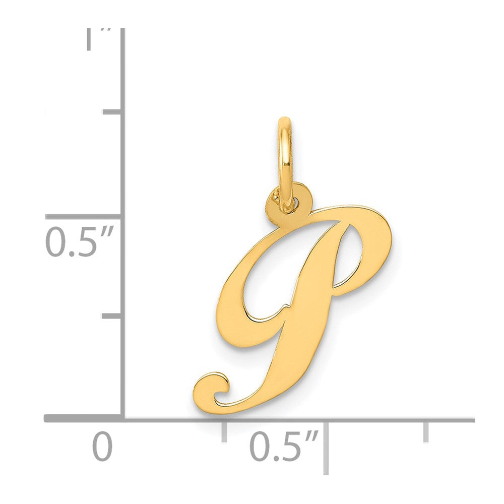 14K Gelbgold 14K Klein Fantasie Schreibschrift Buchstabe P Initiale Charm